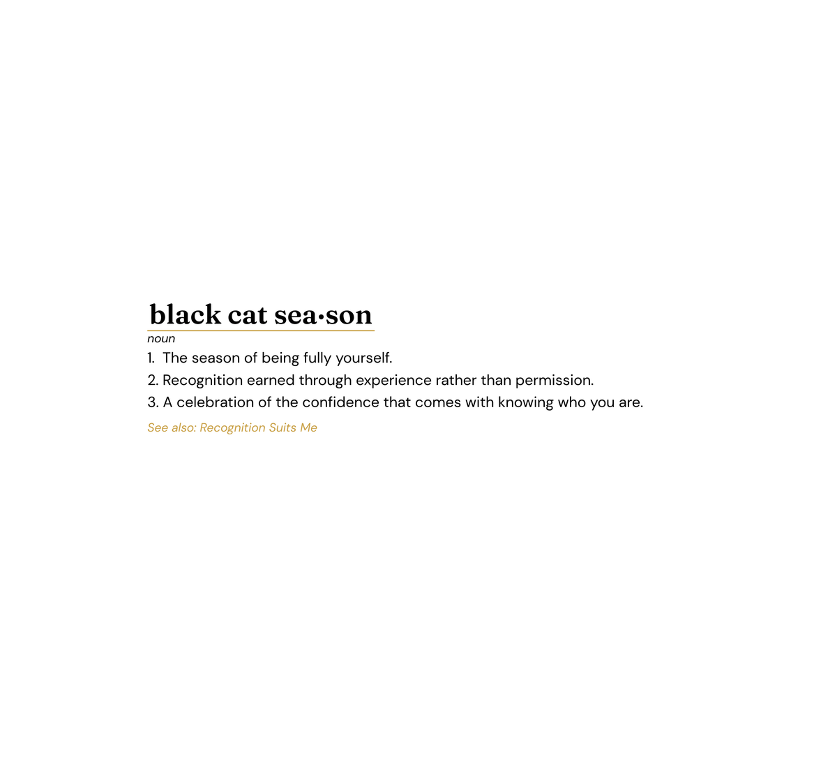 The full Black Cat Season definition printed at the top of the notepad